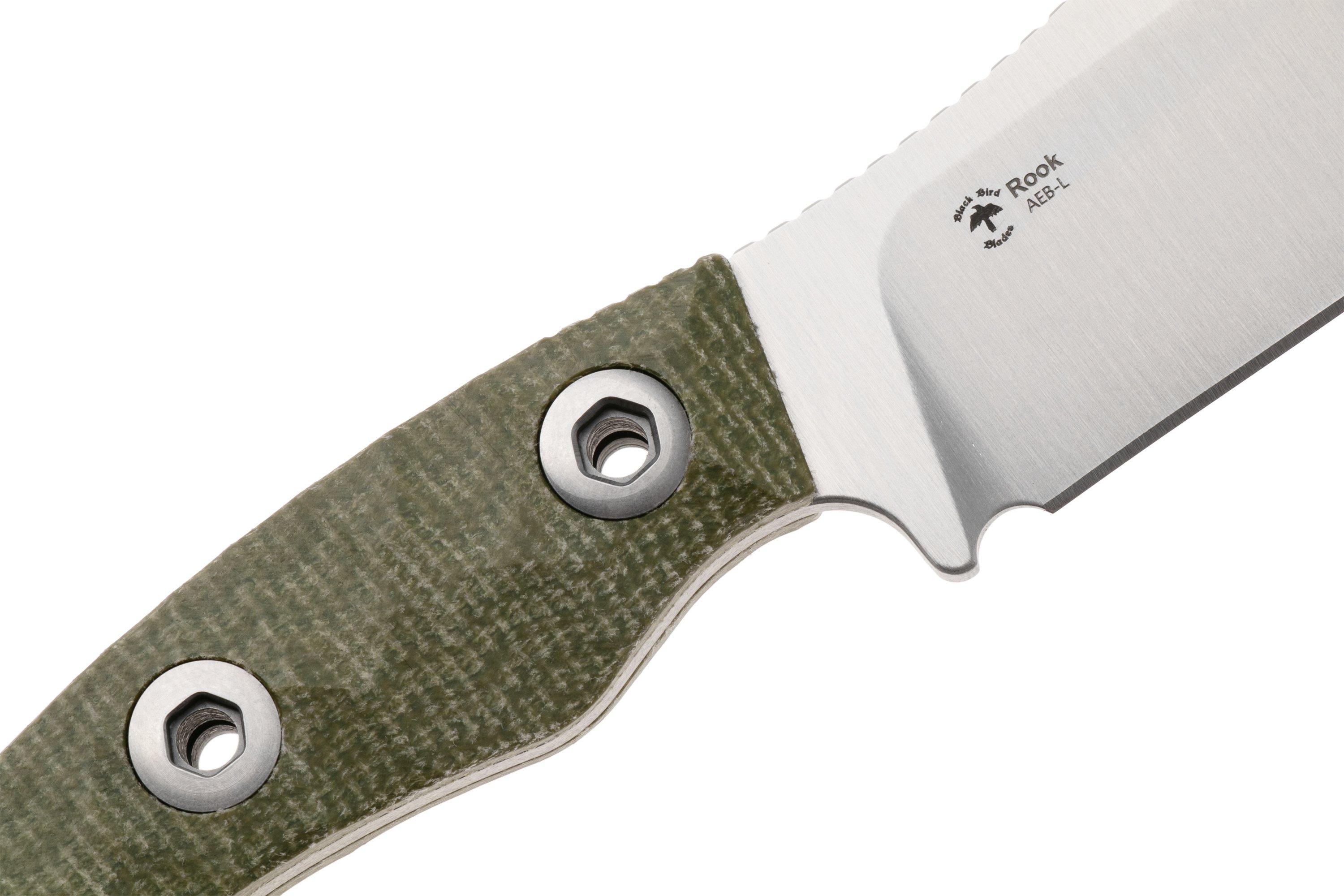 Kizer Vanguard Rook 1090A4 Satin AEB-L, Green Micarta, fixed knife ...