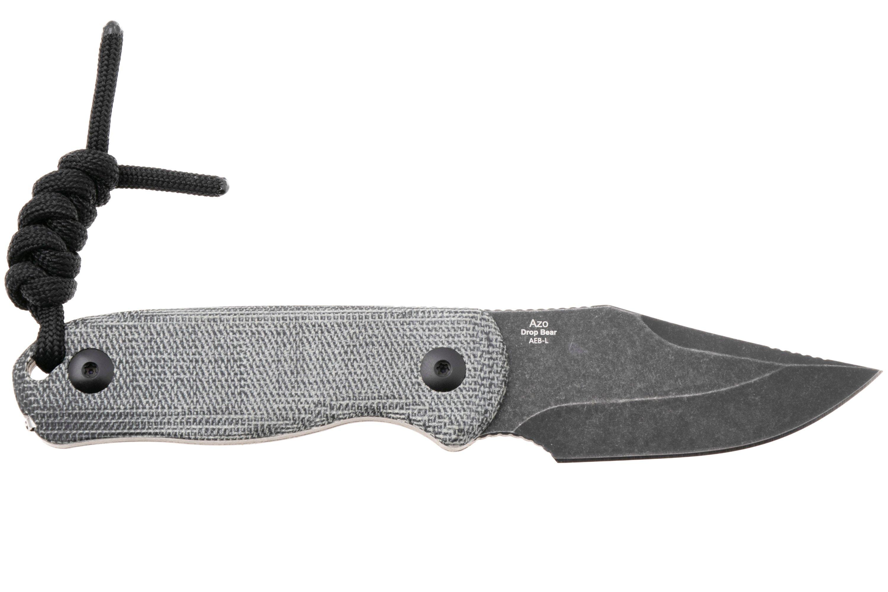 Kizer Drop Bear 1092A1 Blackwashed AEB-L, Black Micarta, fixed knife ...
