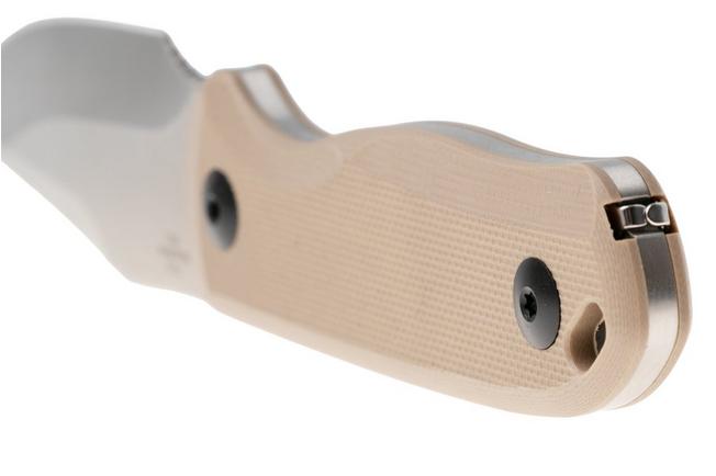 Afbeelding voor Kizer Vanguard Drop Bear Fix 1092A2 Clippoint Satin AEB-L, Tan G10, vaststaand mes, Azo design