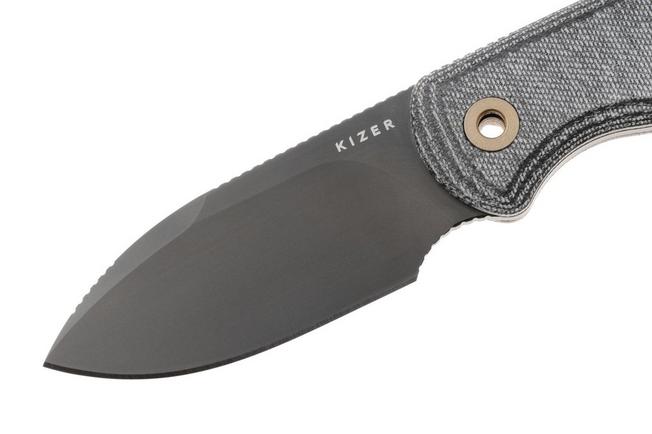 Afbeelding voor Kizer Vanguard Drop Bear Fix 1094A4 DLC S45VN, Grey Micarta, vaststaand mes, Azo design