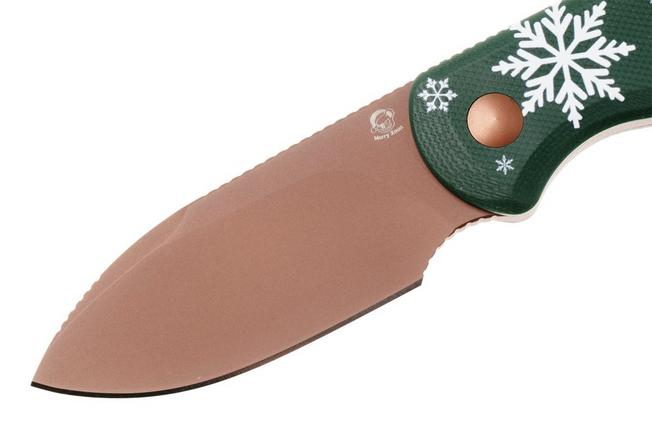 Afbeelding voor Kizer Drop Bear Christmas 2025 Limited Edition 1094MC1, D2 Sunset Metal PVD, Green G10, vaststaand mes