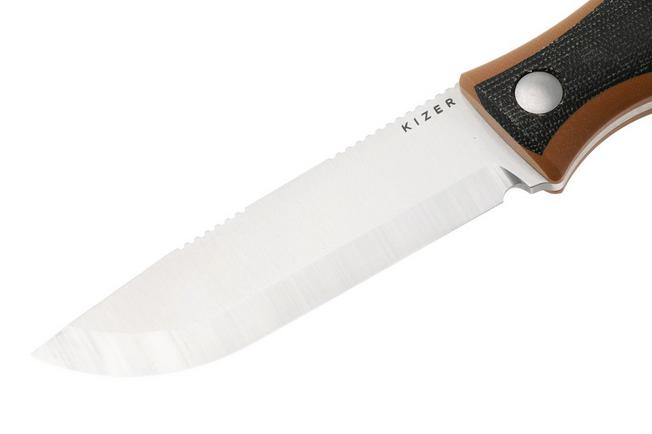 Bild für Kizer Polaris 1100A1, Satin AEB-L, Brown G10 / Black Micarta Fahrtenmesser, Azo Design