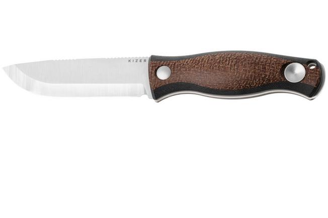 Bild für Kizer Polaris 1100A3, Satin AEB-L, Brown G10 / Burlap Micarta Fahrtenmesser, Azo Design