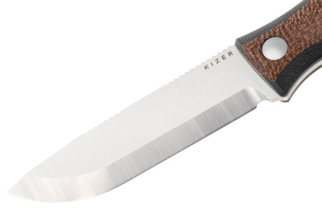 Bild für Kizer Polaris 1100A3, Satin AEB-L, Brown G10 / Burlap Micarta Fahrtenmesser, Azo Design