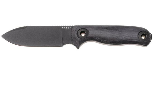 Afbeelding voor Kizer Drop Bear Fix 3, 1101A3, Black 1095 Carbon Steel, Black Micarta bushcraftmes, Azo design