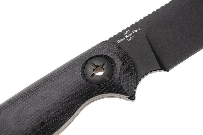 Afbeelding voor Kizer Drop Bear Fix 3, 1101A3, Black 1095 Carbon Steel, Black Micarta bushcraftmes, Azo design