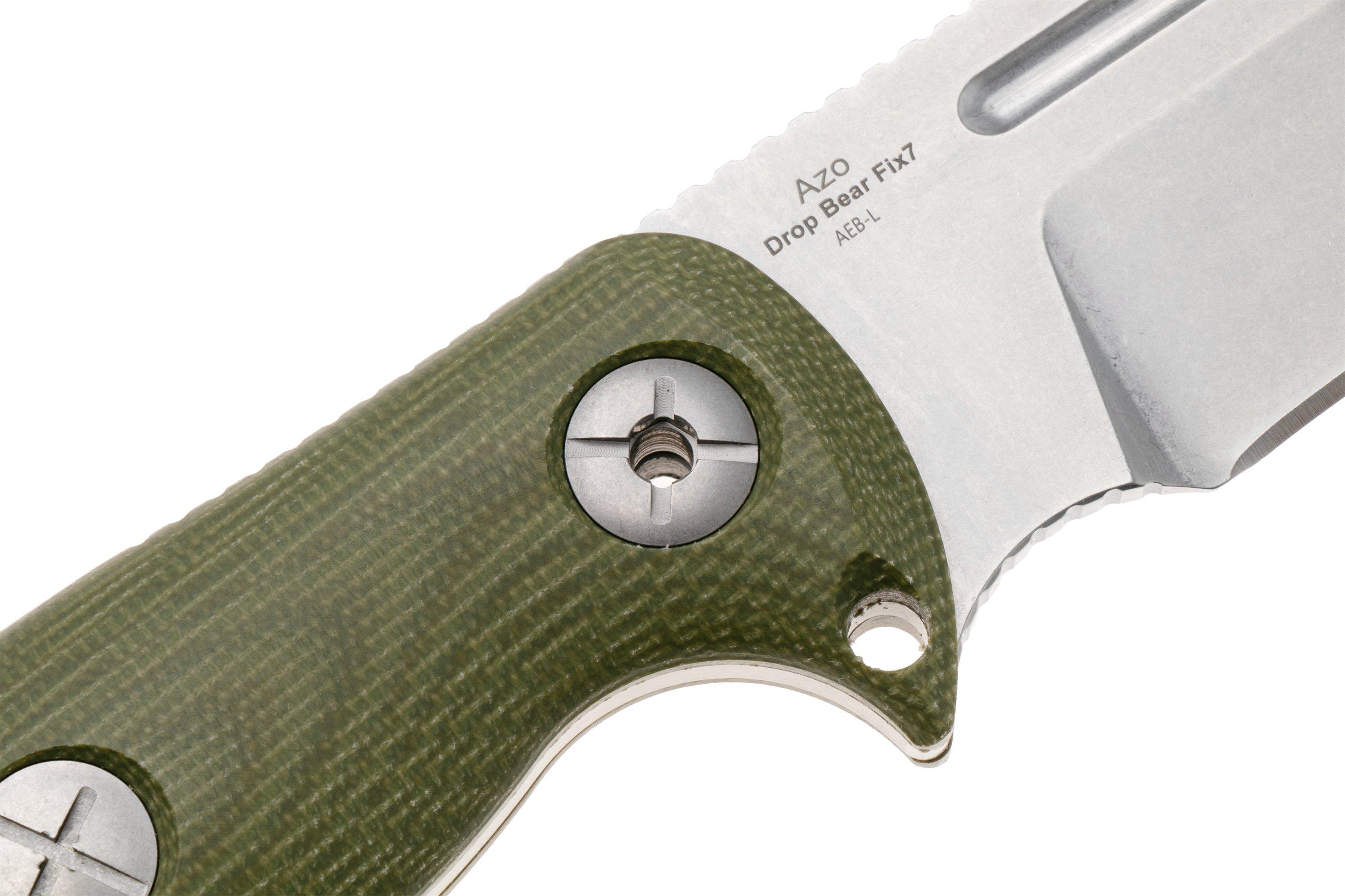 Kizer Drop Bear Fix 7, 1103A1, Stonewashed AEB-L, Green Micarta