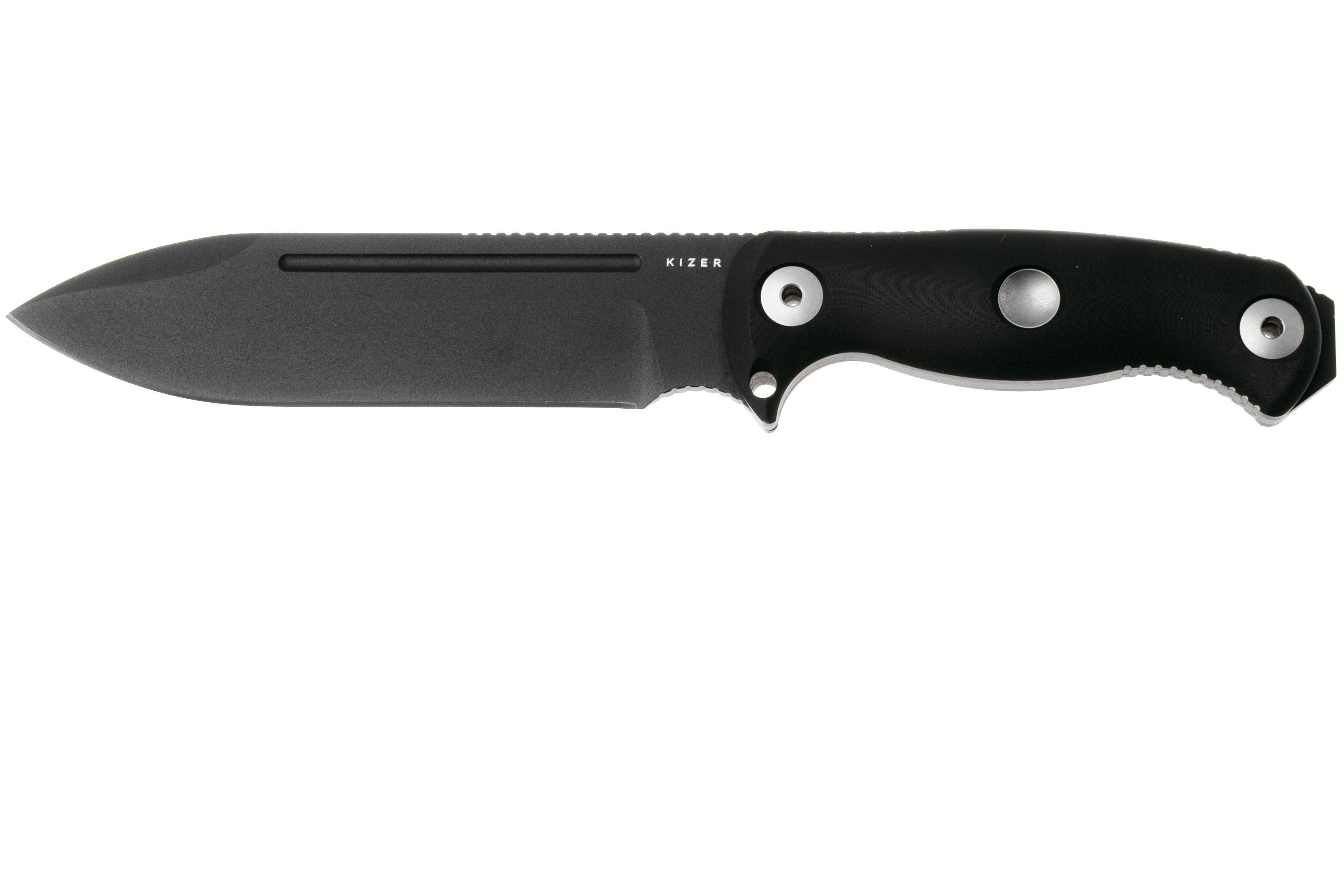 Kizer Drop Bear Fix 7, 1103A2, Black 1095 Carbon Steel, Black G10 ...