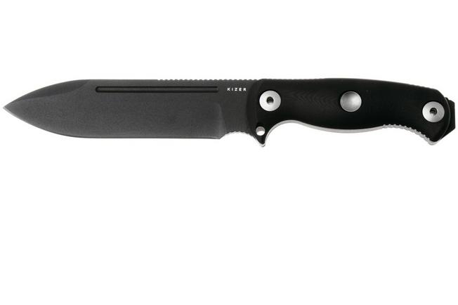 Afbeelding voor Kizer Drop Bear Fix 7, 1103A2, Black 1095 Carbon Steel, Black G10 bushcraftmes, Azo design