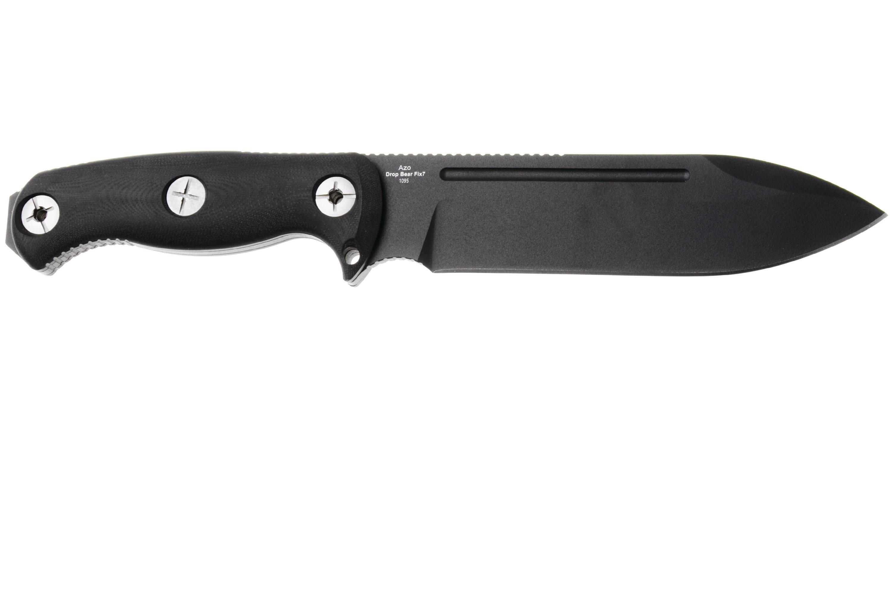 Kizer Drop Bear Fix 7, 1103A2, Black 1095 Carbon Steel, Black G10 ...
