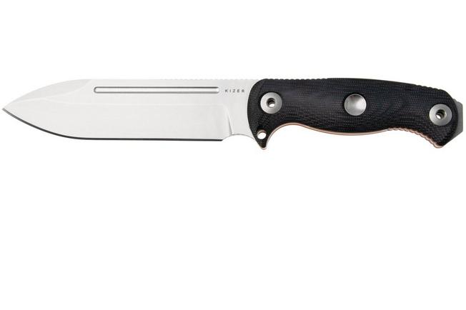 Afbeelding voor Kizer Drop Bear Fix 7 HexShox 1103HSD1, Stonewashed AEB-L, Black Micarta and TPE, survivalmes, Azo design