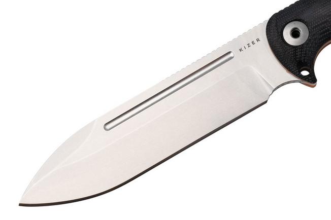 Afbeelding voor Kizer Drop Bear Fix 7 HexShox 1103HSD1, Stonewashed AEB-L, Black Micarta and TPE, survivalmes, Azo design