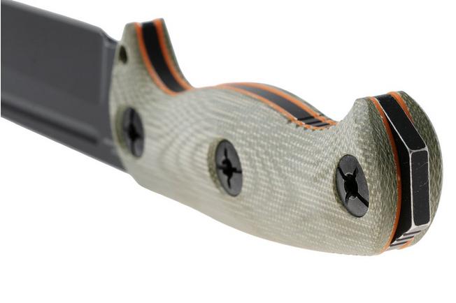 Afbeelding voor Kizer Drop Bear Fix 7 HexShox 1103HSD2, Black PVD Stonewashed AEB-L, Green Micarta and TPE, survivalmes, Azo design