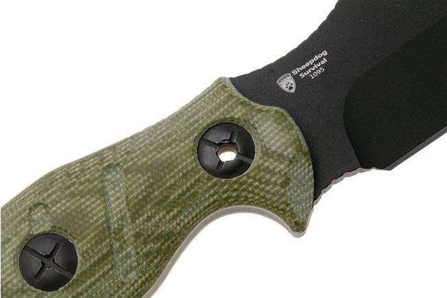 Imagen para Kizer Sheepdog Survival 1105A4 Black 1095, Green Micarta, cuchillo de supervivencia, diseño de Chris Conaway