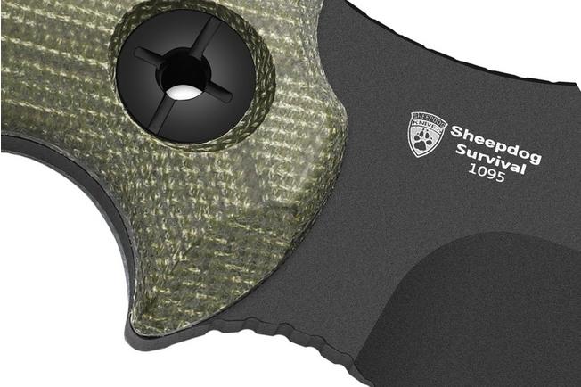 Imagen para Kizer Sheepdog Survival 1105A4 Black 1095, Green Micarta, cuchillo de supervivencia, diseño de Chris Conaway