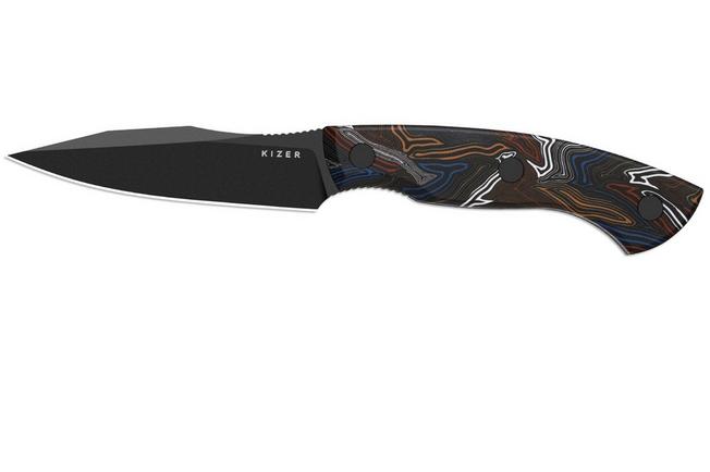 Imagem para Kizer Hissbite 1109A1, Black CPM 3V, Damascus Pattern G10, faca fixa, Boris Bairov design