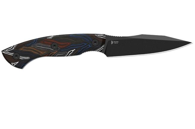 Imagem para Kizer Hissbite 1109A1, Black CPM 3V, Damascus Pattern G10, faca fixa, Boris Bairov design