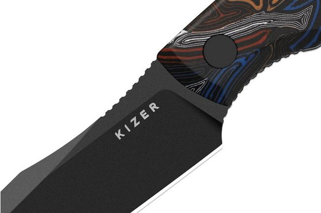 Imagem para Kizer Hissbite 1109A1, Black CPM 3V, Damascus Pattern G10, faca fixa, Boris Bairov design