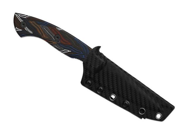 Imagem para Kizer Hissbite 1109A1, Black CPM 3V, Damascus Pattern G10, faca fixa, Boris Bairov design