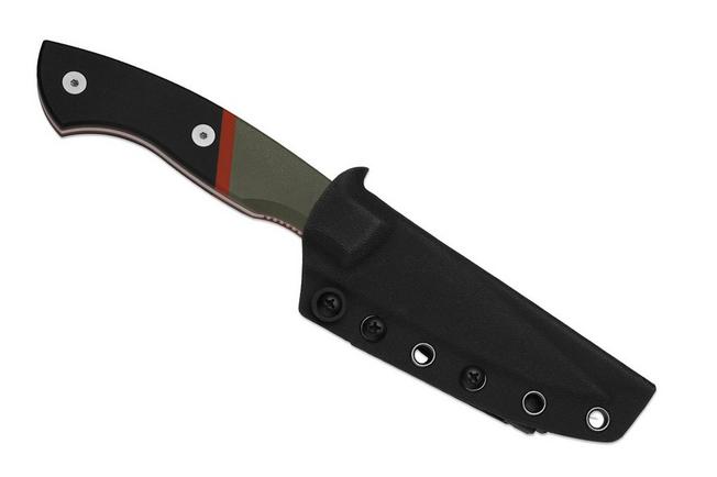 Image pour Kizer Hissbite 1109A2, Satin AEB-L, Black/OD Green/Red G10, couteau fixe, Boris Bairov design