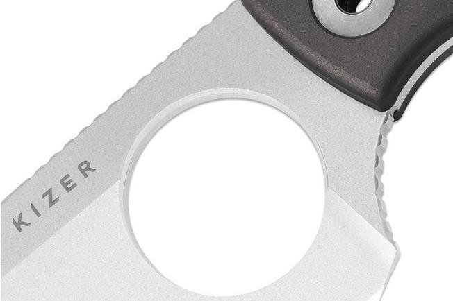Image pour Kizer Nightjar 1114A2 Stonewashed AUS-10, Gray Aluminum, couteau fixe, Vincent Rizzo design
