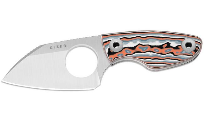 Image pour Kizer Nightjar 1114A3 Satin AUS-10, Vortex Pattern Micarta, couteau fixe, Vincent Rizzo design