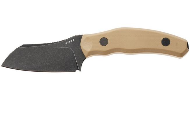 Bild für Kizer Bulldog Fix 1116A2 Blackwashed 14C28N, Brown G10, Fahrtenmesser, O.SHO Design