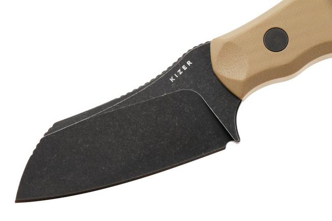 Bild für Kizer Bulldog Fix 1116A2 Blackwashed 14C28N, Brown G10, Fahrtenmesser, O.SHO Design