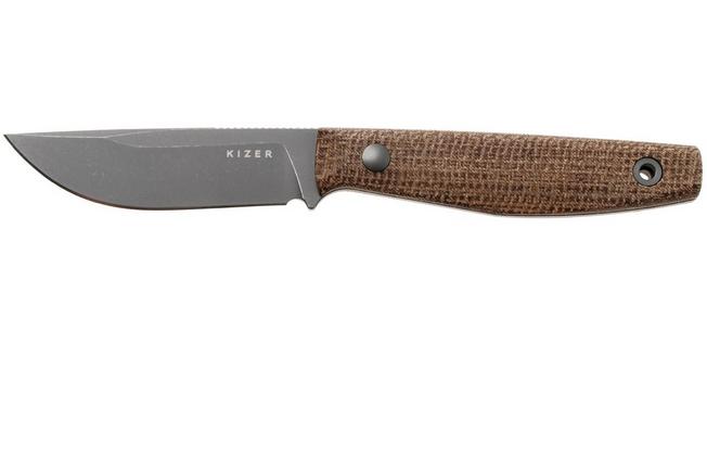 Afbeelding voor Kizer Dingo 1121A1, Gray PVD AEB-L, Brown Micarta vaststaand mes, Maksim Epifantsev design