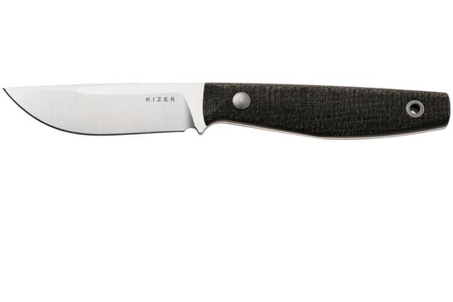 Afbeelding voor Kizer Dingo 1121A2, Satin AEB-L, Black Micarta vaststaand mes, Maksim Epifantsev design