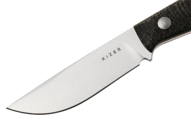 Afbeelding voor Kizer Dingo 1121A2, Satin AEB-L, Black Micarta vaststaand mes, Maksim Epifantsev design