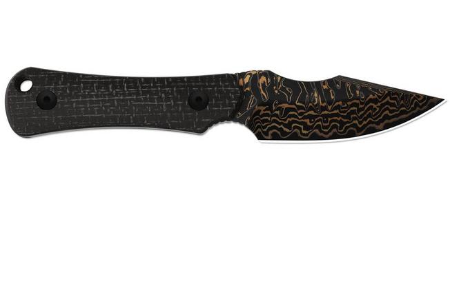 Image pour Kizer Bone 1122A2 Acid-Washed Copper Damascus, Black Micarta, couteau fixe, Maverick Customs design
