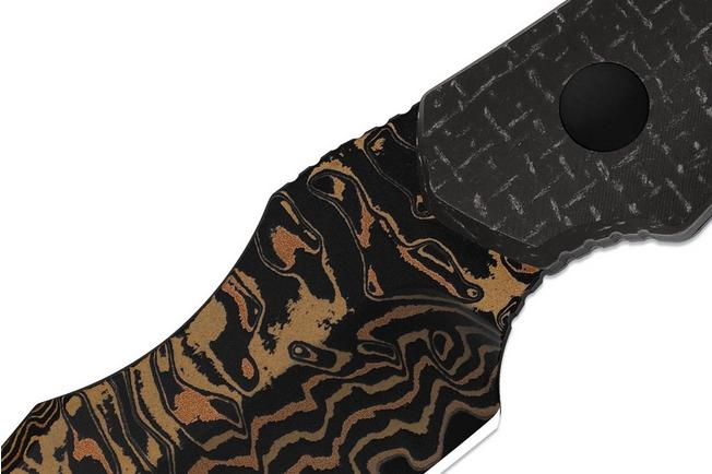 Image pour Kizer Bone 1122A2 Acid-Washed Copper Damascus, Black Micarta, couteau fixe, Maverick Customs design