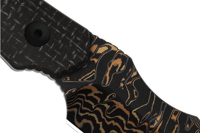 Image pour Kizer Bone 1122A2 Acid-Washed Copper Damascus, Black Micarta, couteau fixe, Maverick Customs design