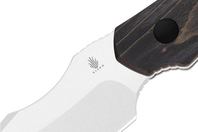 Image pour Kizer Bone 1122A4 Stonewashed AEB-L , Stabilized Wood, couteau fixe, Maverick Customs design