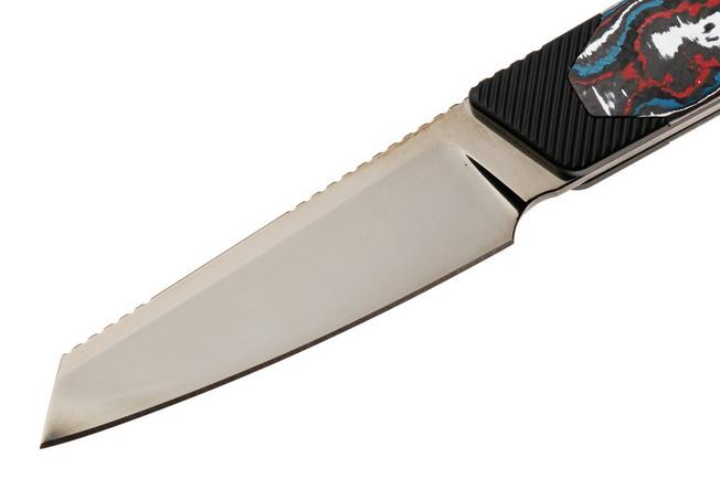Afbeelding voor Kizer Hallow 1123A3 Polished DLC Ultra Z-Wear PM, Fat Carbon Nebula & Aluminium vaststaand mes, Michael Herrick design
