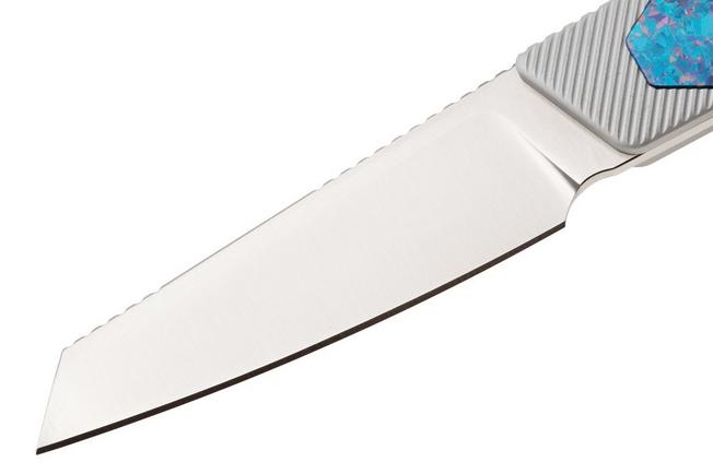 Afbeelding voor Kizer Hallow 1123A4 Satin S45VN, Aluminium & Crystallized Titanium, vaststaand mes, Michael Herrick design