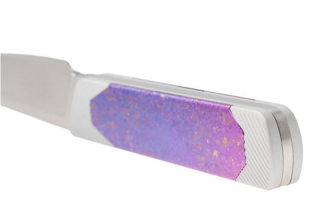 Afbeelding voor Kizer Hallow 1123A4 Satin S45VN, Aluminium & Crystallized Titanium, vaststaand mes, Michael Herrick design