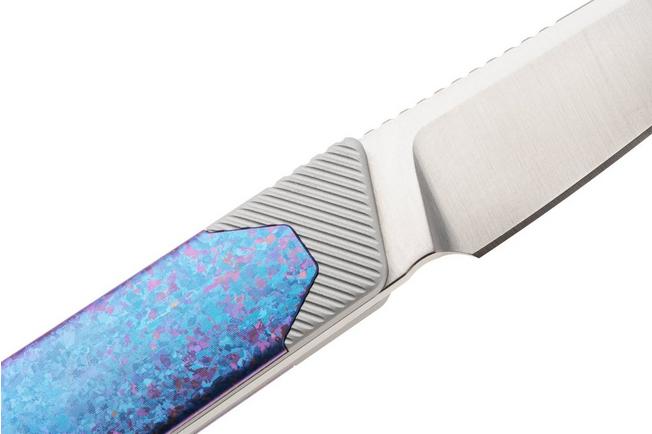 Afbeelding voor Kizer Hallow 1123A4 Satin S45VN, Aluminium & Crystallized Titanium, vaststaand mes, Michael Herrick design
