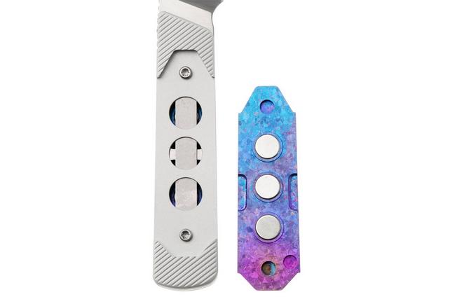 Afbeelding voor Kizer Hallow 1123A4 Satin S45VN, Aluminium & Crystallized Titanium, vaststaand mes, Michael Herrick design