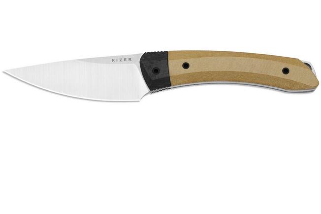 Image pour Kizer Momo Fix 3 1124A2 Satin S35VN, Norplex UltreX Micarta & Carbon Fiber, couteau fixe