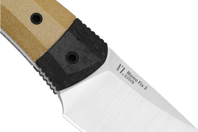 Image pour Kizer Momo Fix 3 1124A2 Satin S35VN, Norplex UltreX Micarta & Carbon Fiber, couteau fixe