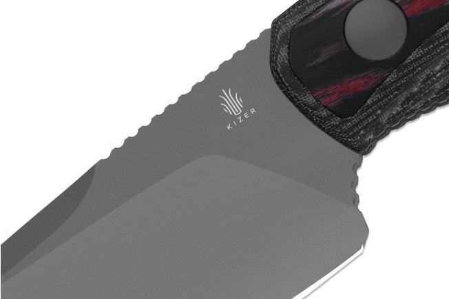 Image pour Kizer Finch 1134A2, Gray PVD Stonewashed AEB-L, Black Micarta/Reconstituted Wood, couteau fixe, Vincent Rizzo design