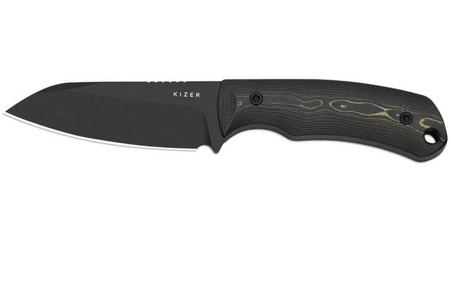 Image pour Kizer Field Mouse 1135A1, Black CPM 3V, Camo Gold FatCarbon couteau fixe, Jakeb Ginsberg design