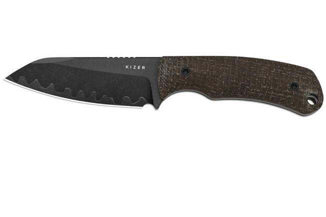 Image pour Kizer Field Mouse 1135A2, Acid Washed 3-Layer Composite Steel, GID Canvas Micarta couteau fixe, Jakeb Ginsberg design