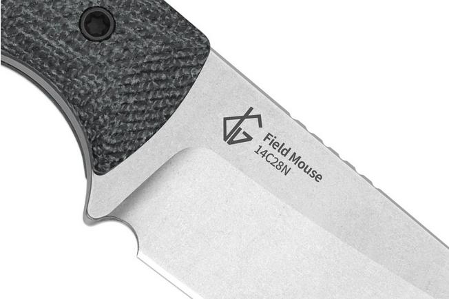 Image pour Kizer Field Mouse 1135A3, Stonewashed 14C28N, Gray Norplex UltreX Micarta couteau fixe, Jakeb Ginsberg design