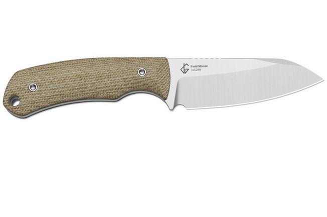 Image pour Kizer Field Mouse 1135A4, Satin 14C28N, Brown Norplex UltreX Micarta couteau fixe, Jakeb Ginsberg design