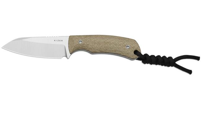 Image pour Kizer Field Mouse 1135A4, Satin 14C28N, Brown Norplex UltreX Micarta couteau fixe, Jakeb Ginsberg design