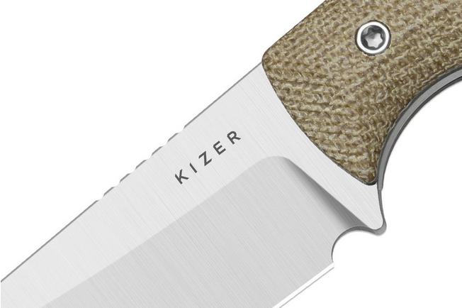 Image pour Kizer Field Mouse 1135A4, Satin 14C28N, Brown Norplex UltreX Micarta couteau fixe, Jakeb Ginsberg design