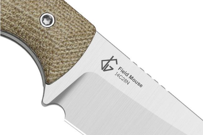 Image pour Kizer Field Mouse 1135A4, Satin 14C28N, Brown Norplex UltreX Micarta couteau fixe, Jakeb Ginsberg design